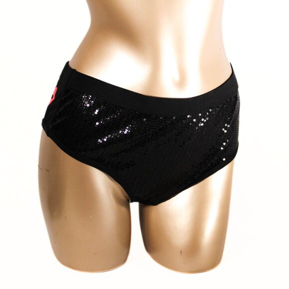 NWT Black Sequin And Mesh Panties Cheeky Hipster Size XXL 9 Lipstick Kiss - Picture 1 of 13